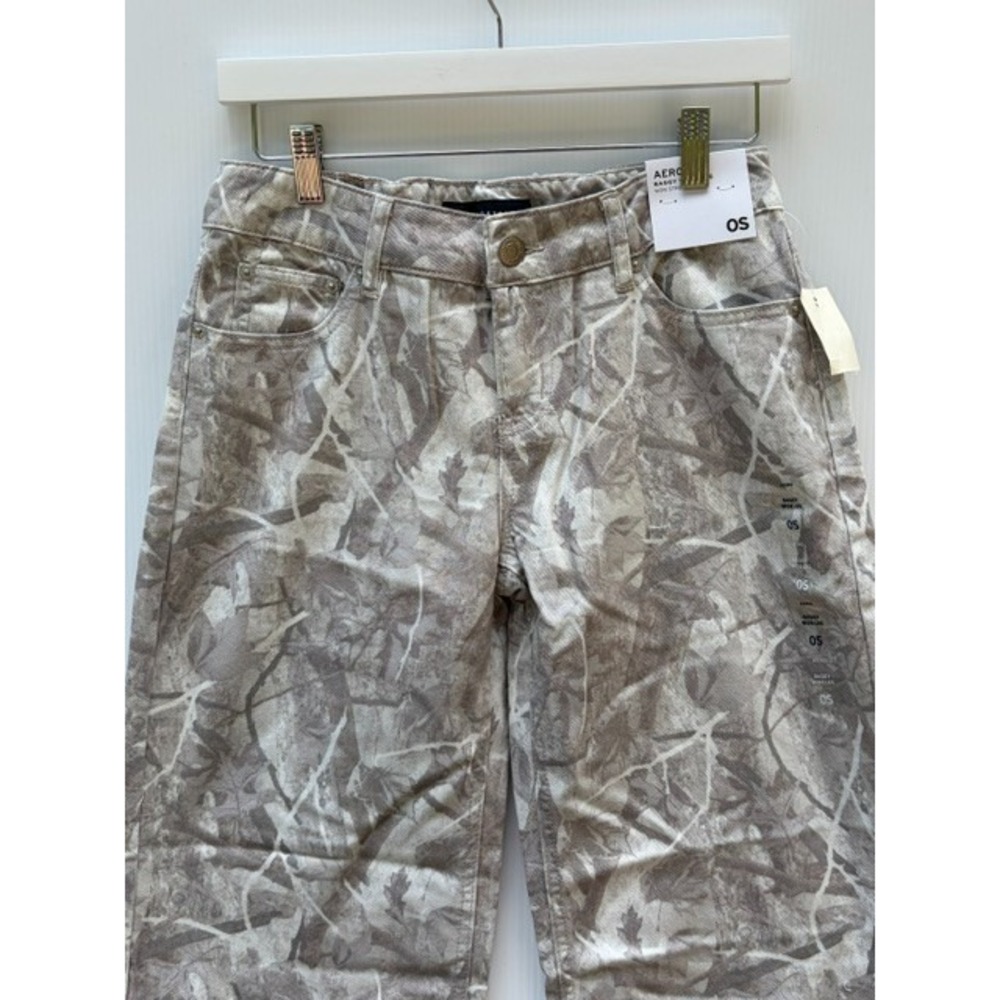 Aeropostale Womens 0S Aero Baggy Wide Leg Jeans Camo Real Tree Non Stretch Skate - Picture 2 of 14